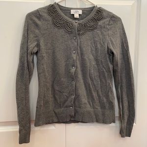 Ann Taylor LOFT XS Gray Beaded Cardigan